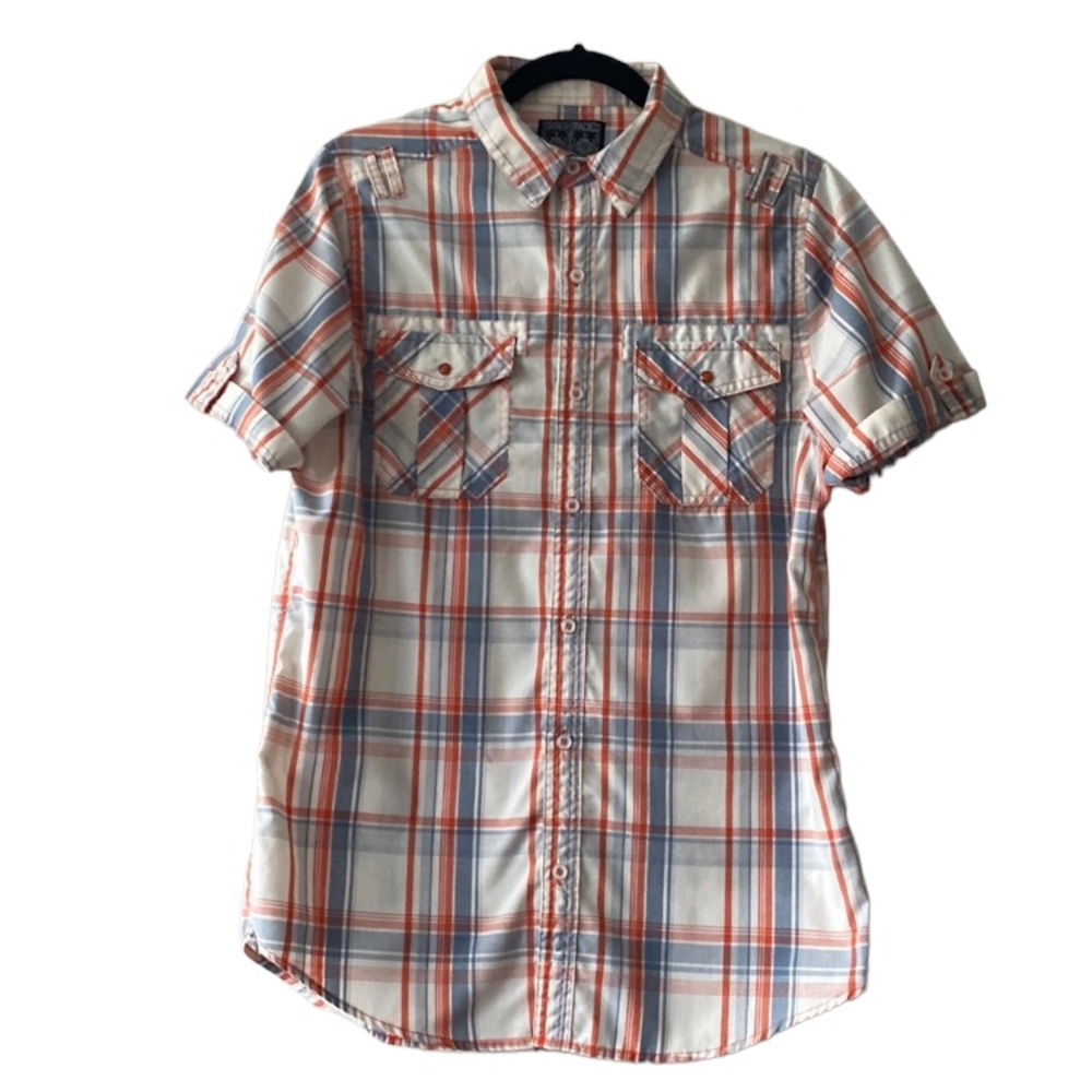 🍎Free with purchase-Straight Faded Short Sleeve Button Down Short